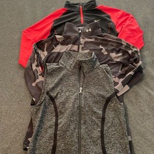 (2) Half zips and (1) running vest, women’s size medium, Nike and Under Armour